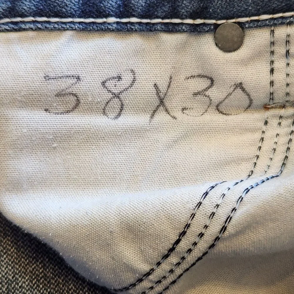 Wrangler Jeans Mens 38x30 Cowboy Denim Blue Black Label 13MSEDD Fits 36x28 USA